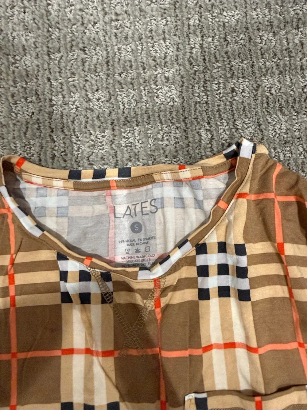 Women’s Long Sleeve Plaid Pajama Set - Tan
